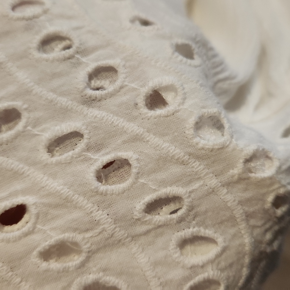 Venus White Boho Beach Eyelet Longsleeve Blouse - Picture 4 of 5